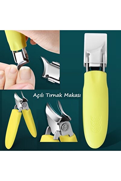 NeednStore Profesyonel Tırnak Makası - Sarı Kaydırmaz Saplı Keskin Uçlu Batık...