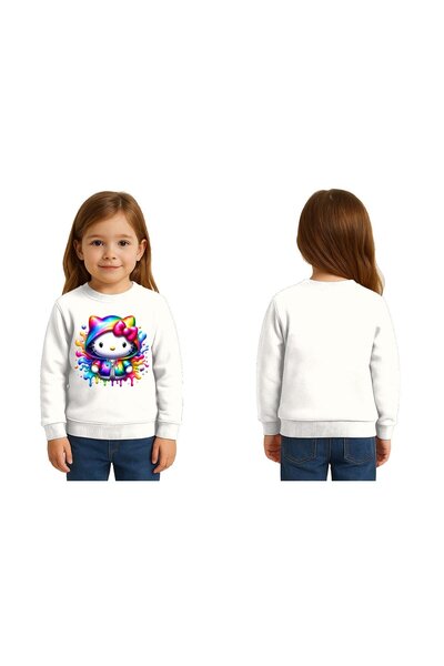 SEDİRLİ سويت شيرت للأطفال من الجنسين هيلو كيتي مطبوع مكون من 3 خيوط