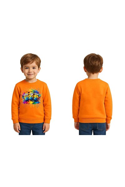 SEDİRLİ Unisex Minions Printed Children's Swaetshirt 3 Thread Raster