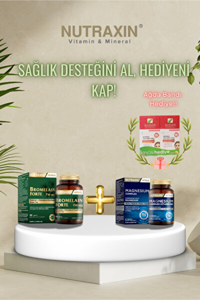 Nutraxin Bromelain Forte & Magnezyum Avantaj Seti + Ağda Bandı Hediye : Pharmasya