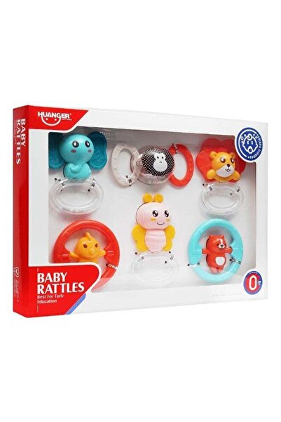 huanger Teether Rattle Toy Set, 6 pcs