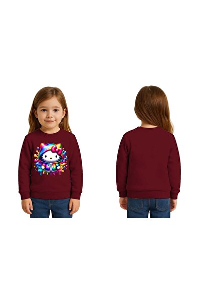 SEDİRLİ سويت شيرت للأطفال من الجنسين هيلو كيتي مطبوع مكون من 3 خيوط