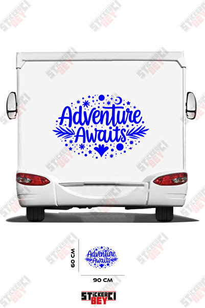 STİCKERCI BEY Adventure Awaits Written Space-Patterned Caravan Sticker Coating