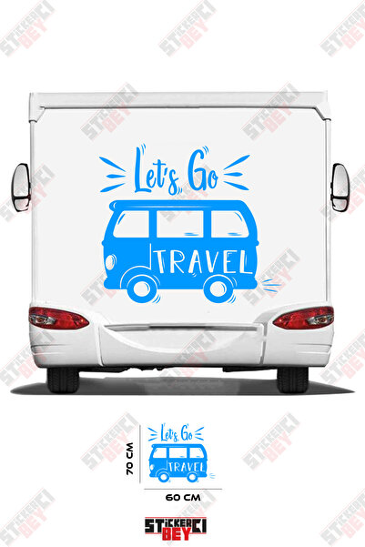 STİCKERCI BEY ملصق كرفان مكتوب عليه 'Let's Go Travel' مع صورة كرفان