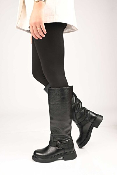 Bestello Bağcıksız Termo Taban Hakiki Deri Çizme 334-1500 Kadın Çizme