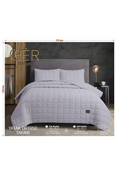 Bella Home Cuvertură de pat dublă Cher - 240x260 cm - Gri cu sac original din PVC