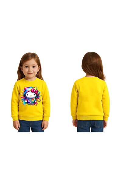 SEDİRLİ سويت شيرت للأطفال من الجنسين هيلو كيتي مطبوع مكون من 3 خيوط
