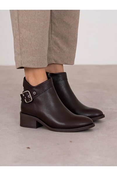 ECENİN BUTİĞİ Nysa Kahve Hakiki Deri Kadın Bot