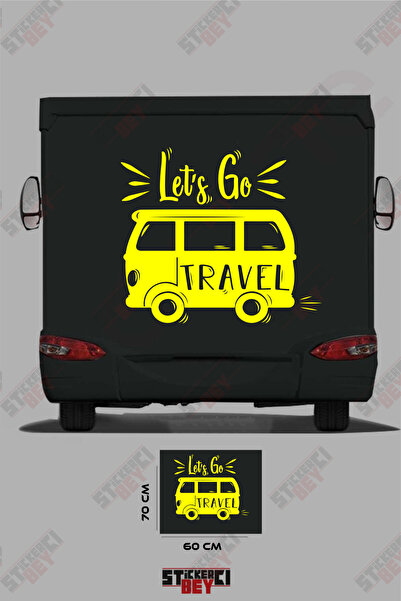STİCKERCI BEY ملصق كرفان مكتوب عليه 'Let's Go Travel' مع صورة كرفان