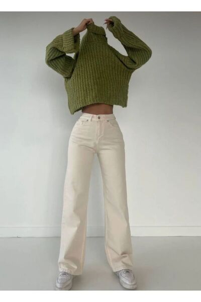 ON KLEEM BEIGE High Waist 100% Cotton Women's Jeans