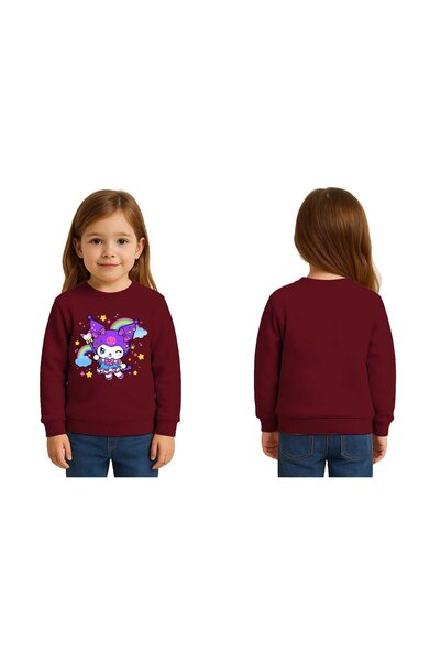 SEDİRLİ Unisex Kuromi cu imprimeu pentru copii Swae tricou 3 fire cu borduri