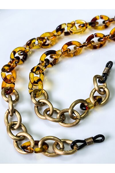 THİNBLACK Glasses Chain – Amber Acrylic & Antique Gold Aluminum Chain – Unisex