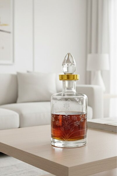 Tiesa Home Cam Yaldızlı El İmalatı 1 Litre Su Viski Şişesi Başucu Sürahisi m3