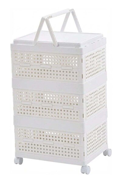 BLOOMING TIME عربة تخزين متعددة الأغراض بثلاثة أرفف وعجلات - منظم بلاستيكي قا...