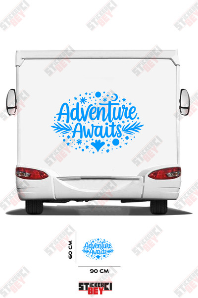 STİCKERCI BEY ملصق كارافان بنمط فضائي مكتوب عليه 'المغامرة تنتظر'