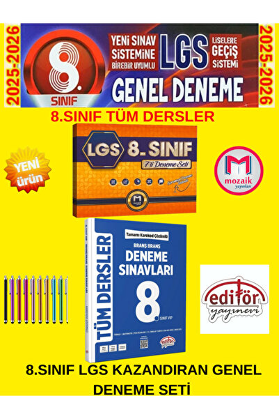 Mozaik Yayınları 2026 İntro 8.Sınıf Tüm Dersler 7 li Genel Deneme+Editör 8. S...