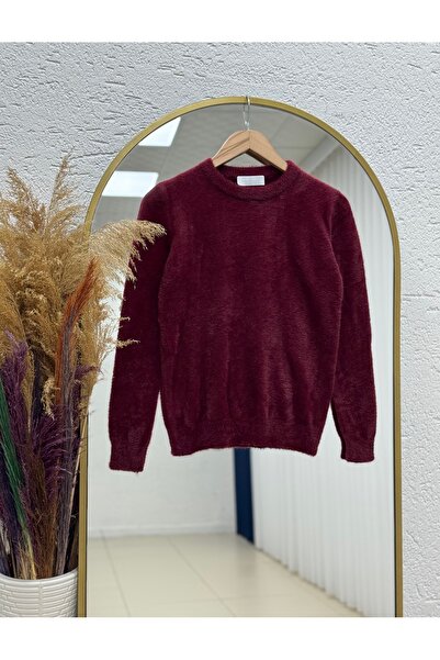 MİHRA STORE Almira Plush Short Sweater-Zi̇5013 Burgundy