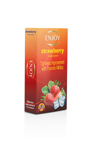 Enjoy Strawberry Premium Condoms 12 pcs – Smooth Latex With Sweet Scent For Enhanced Pleasure