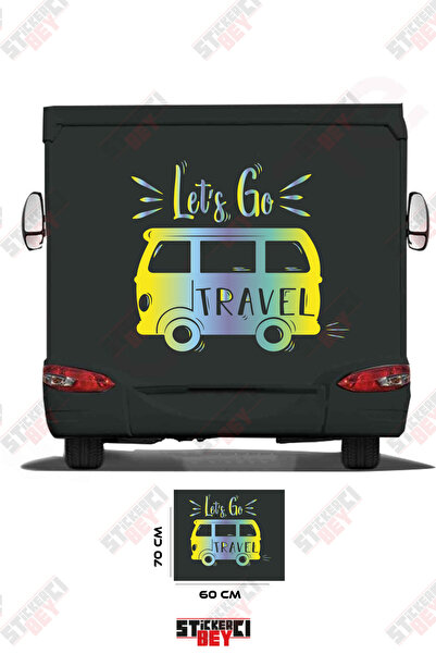 STİCKERCI BEY Let's Go Travel Written on the Caravan Visual Caravan Sticker D...