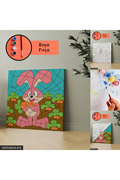 Evinemoda Set za slikanje na platnu "Srećni zec" uključuje četkicu i boju