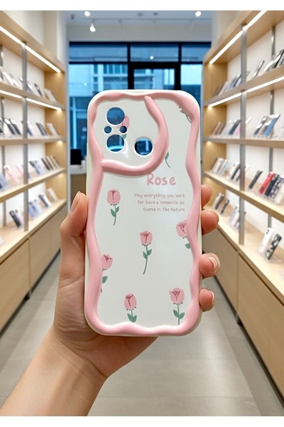 OVADA XIAOMI REDMI 12C Uyumlu Kamera Korumalı Dalga Kenarlı Gül Baskılı Silik...