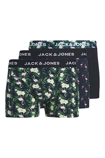 Jack & Jones Men's Black Jacflamingo Flower Trunks 3 Pack Sn Boxer 12291169-Black