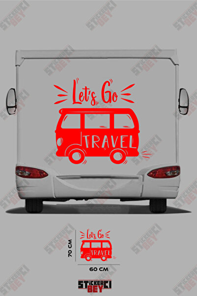 STİCKERCI BEY ملصق كرفان مكتوب عليه 'Let's Go Travel' مع صورة كرفان