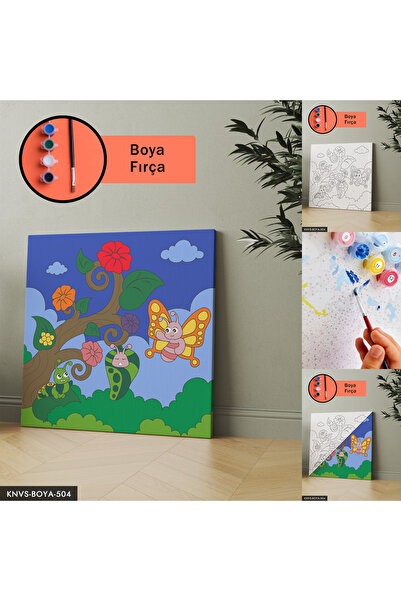 Evinemoda Veseli set za slikanje leptira na platnu uključuje četkicu i boju