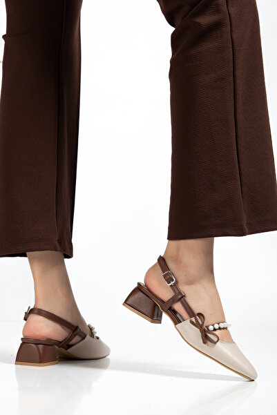 vanorio Γυναικεία παπούτσια με τακούνι από δέρμα και πέρλες για καθημερινή χρήση