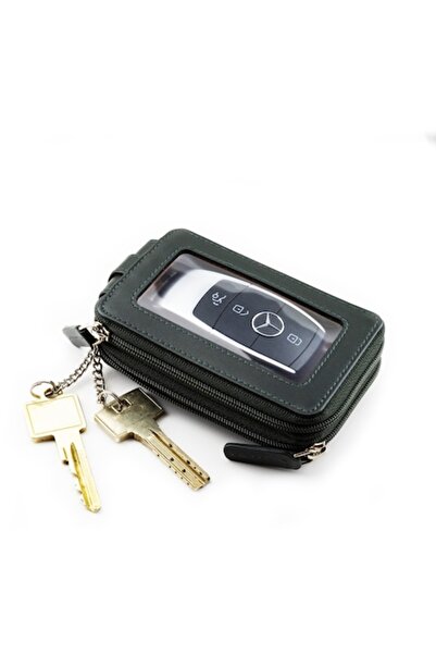 Richhoff 3-in-1 Unisex Key Wallet, Leather, 3 RFID Card Slots, Green/Cognac