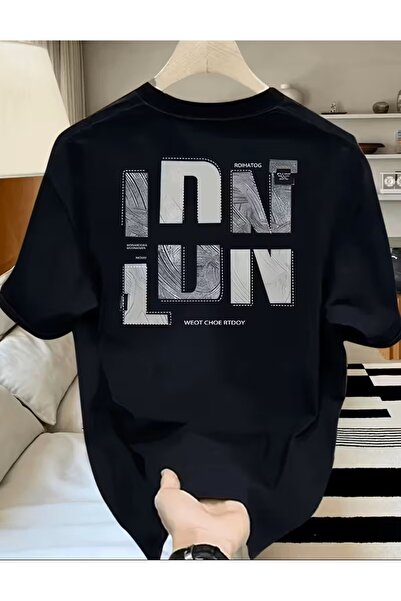 LELVANİ تي شيرت للجنسين بنمط طباعة مكتوبة