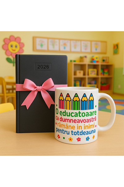OEM Gift Set for Teachers – Black Diary and Cheerful Mug, Tipo-Art