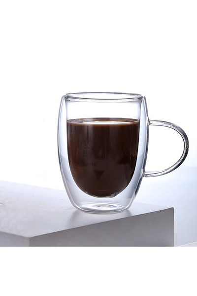 OEM Double-walled mug 150 ml, made of heat-resistant, transparent glass, for various drinks