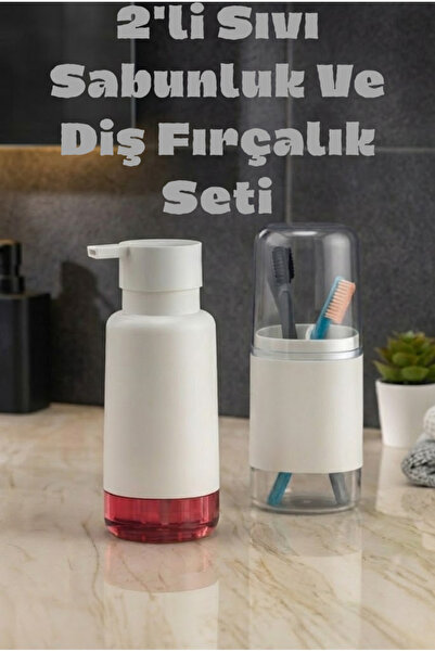 Eco Lounge Banyo Seti – Sıvı Sabunluk & Kapaklı Diş Fırçalık