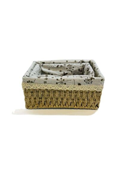 Generic Beige Fabric Storage and Organization Baskets Set, 2 Pieces