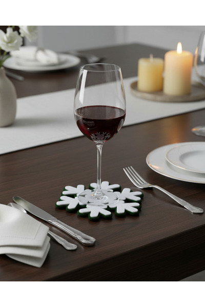 liya lazer pleksi 6'lı Yılbaşı Temalı Bardak Altlığı