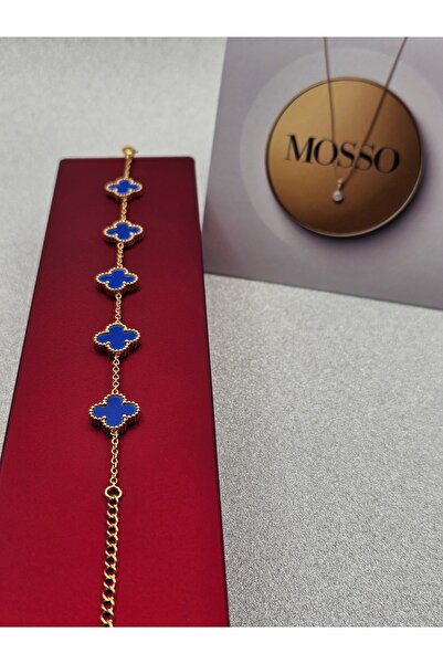 Mosso Steel سوار من الفولاذ الأزرق موديل يونكالي باللون الذهبي