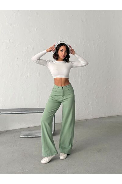 Blue Wings YÜKSEK BEL TAM KALIP KETEN BOL PAÇA PANTOLON
