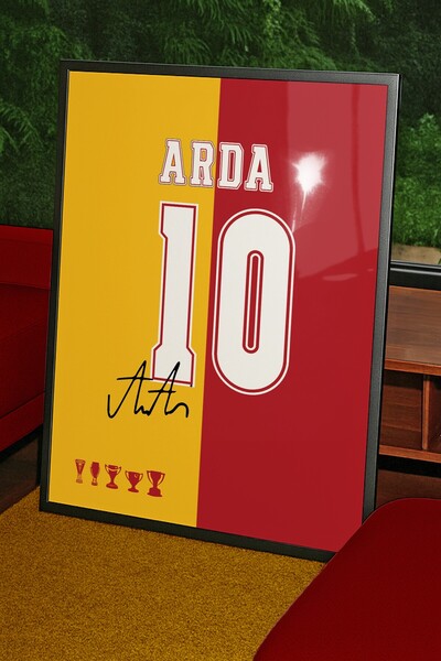 Base Concept Arda Turan 10 Numara Sarı Kırmızı İmzalı Forma Tasarım Poster Ta...