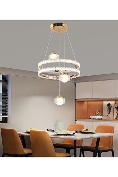 ZAFİRA AYDINLATMA 3 TOPLU 2 KATLI TAŞLI AVİZE