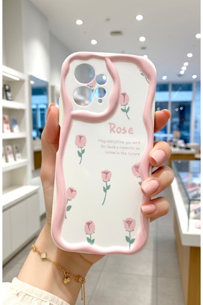 OVADA XIAOMI REDMI NOTE 12 Uyumlu Kamera Korumalı Dalga Kenarlı Gül Baskılı S...