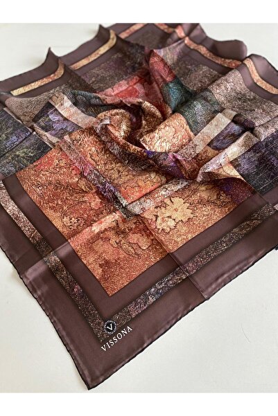 Vissona وشاح تيفيل الحريري 10640 - 0015 نمط متقشر نحاسي اللون