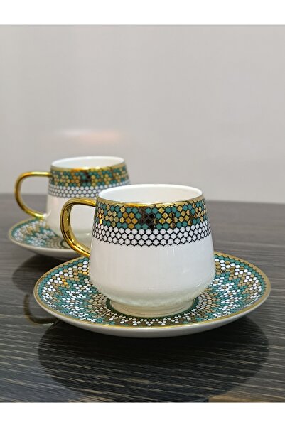 Pardis Desenli Porselen Türk Kahvesi Fincan Takımı 2 Kişilik