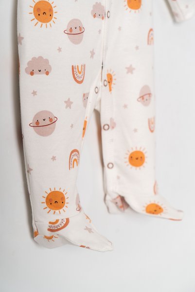 Miniday Baby Baby Printed Jumpsuit with Hat Planet Newborn Cotton Hospital-Issued Sleeping Bag with Snap Fasteners
