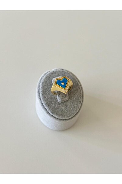 Charmist 14K Çelik Üzeri Altın Kaplama Akrilik Yüzey Kalp Yüzük