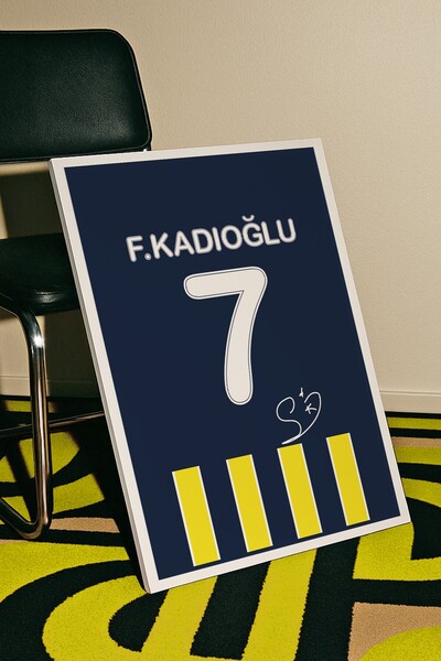 Base Concept Ferdi Kadıoğlu 7 Sarı Lacivert İmzalı Forma Poster Tablo (Çerçev...