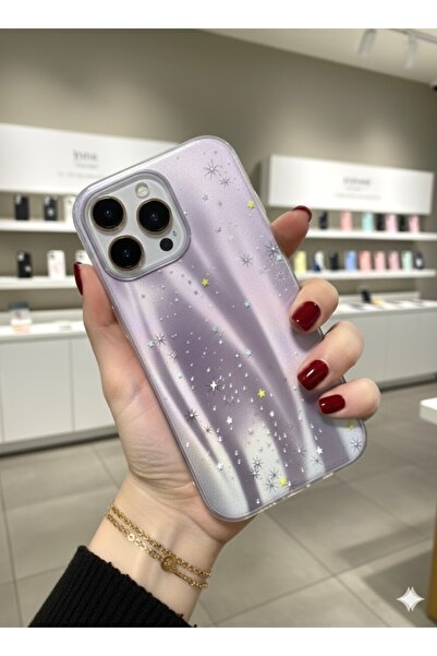 OVADA iPhone 15 PRO Uyumlu Kamera Koruma Çıkıntılı Işıltılı Baskılı Premum Si...