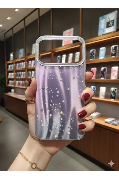 OVADA iPhone 17 PRO MAX Uyumlu Kamera Koruma Çıkıntılı Işıltılı Baskılı Premi...