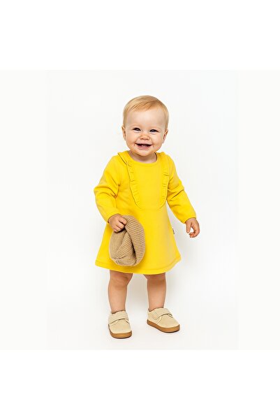 UrazBebe Yumuşak Pamuklu Fırfırlı Bebek Elbisesi