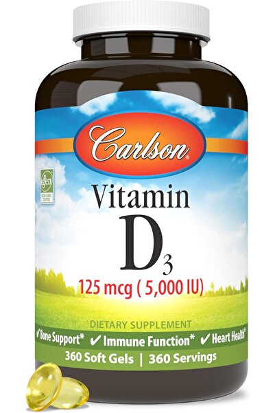 Carlson Vitamin D3 5000 IU (125 mcg) Softgels, 360 Count